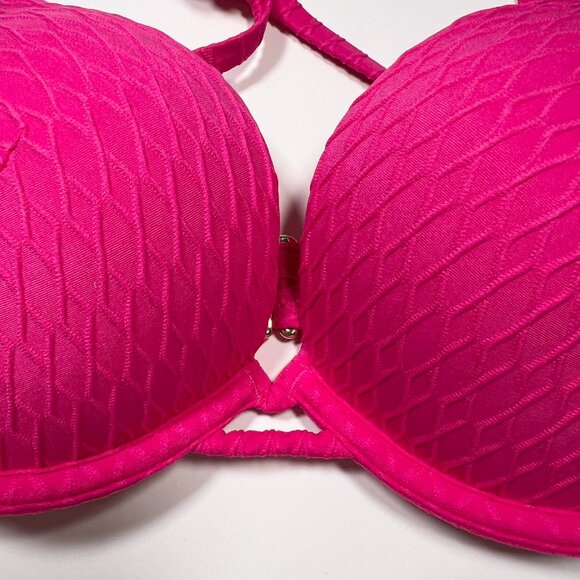 Victoria Secret 34A Bombshell Push Up Bikini Top Adds 2 Cups Textured Pink - Picture 4 of 7